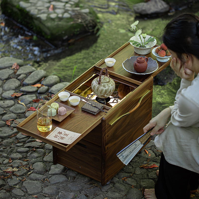 Outdoor Camping Fireplace - Walnut fireplace tea making carbon stove