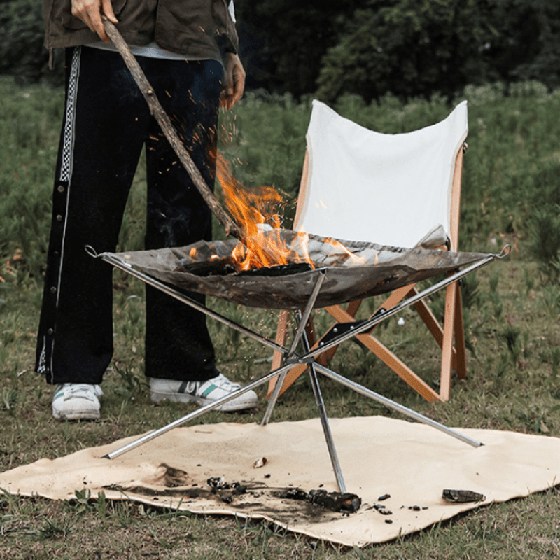 Outdoor Camping Fireplace - Portable foldable steel grid-style camping fire