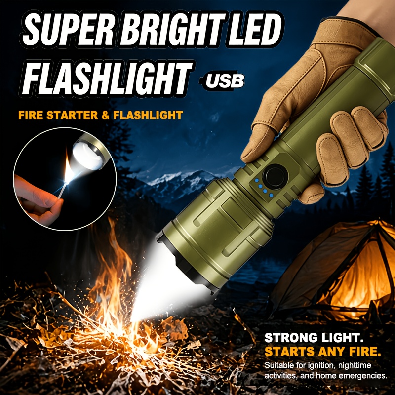 Battery Outdoor Camping - Flashlight Lighter & Power Bank Combo,Rechargeable,Zoomable