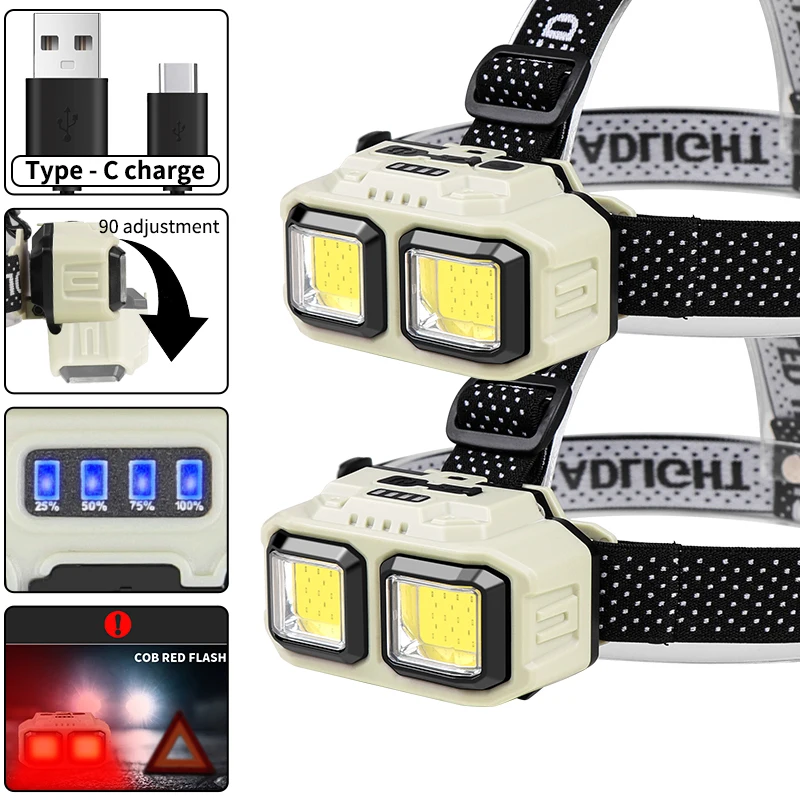 COB LED Headlamp Rechargeable  - Outdoor Camping Jobs ulasan dan harga