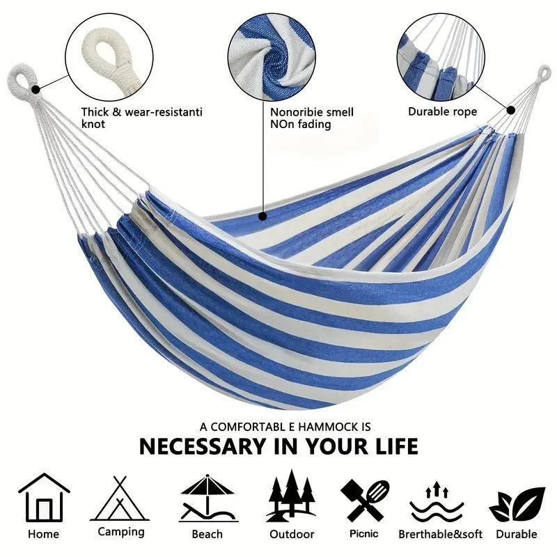 Canvas No Wooden Stick Hammock - Outdoor Indoor Camping ulasan dan harga
