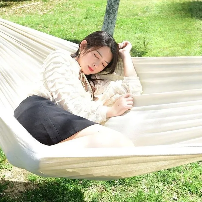 Canvas No Wooden Stick Hammock - Outdoor Indoor Camping ulasan dan harga