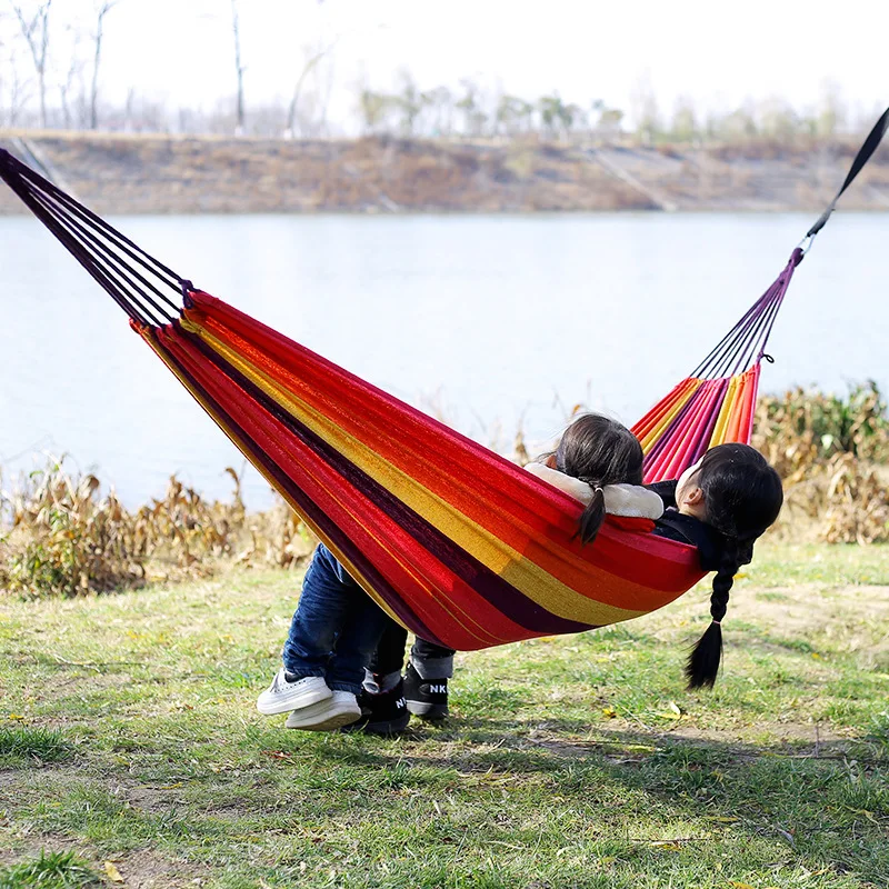 Canvas No Wooden Stick Hammock - Outdoor Indoor Camping ulasan dan harga