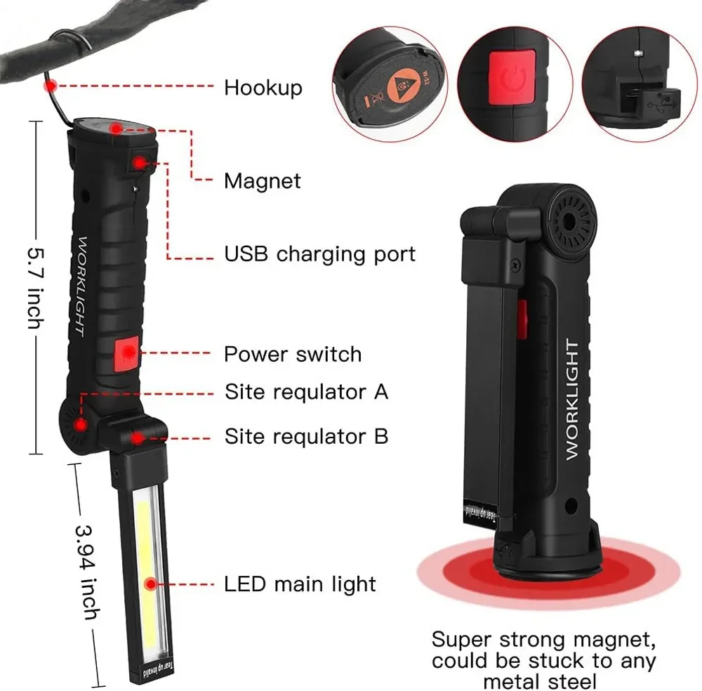 Portable COB LED Flashlight US - Outdoor Camping Lighting ulasan dan harga