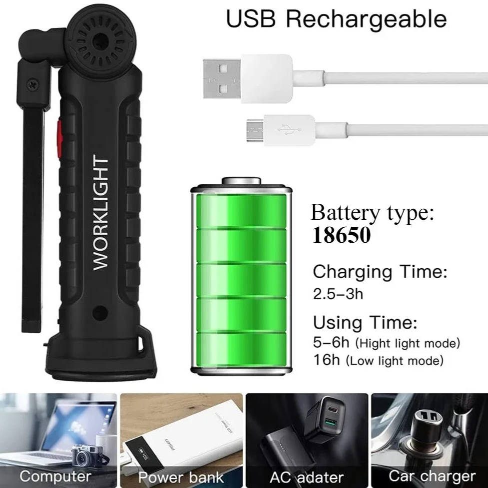 Portable COB LED Flashlight US - Outdoor Camping Lighting ulasan dan harga
