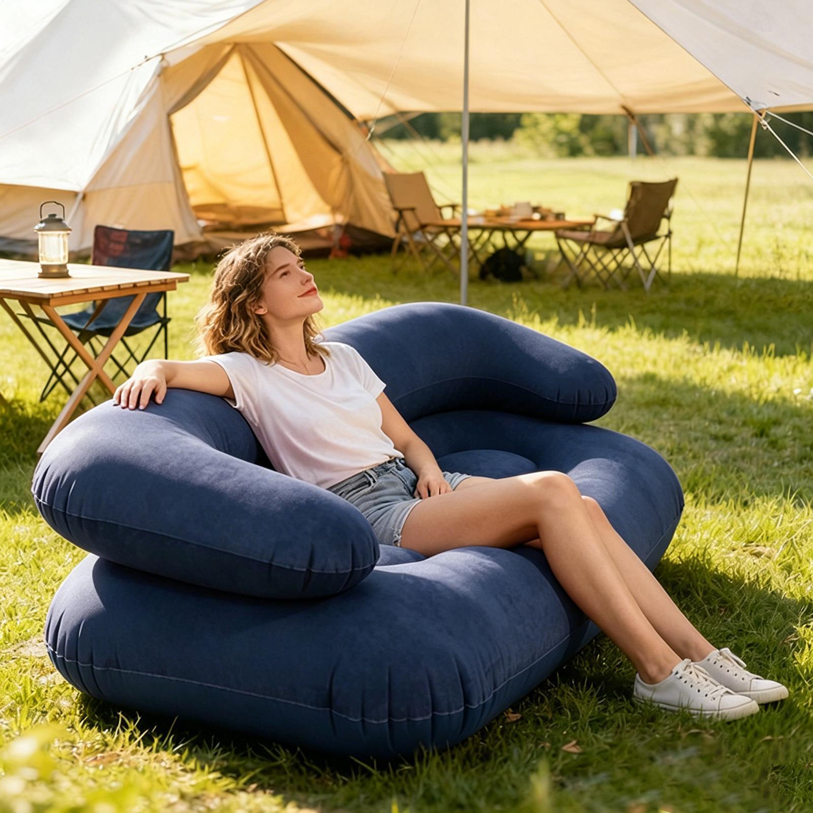 Double Inflatable Air Sofa Two - Outdoor Indoor Camping ulasan dan harga