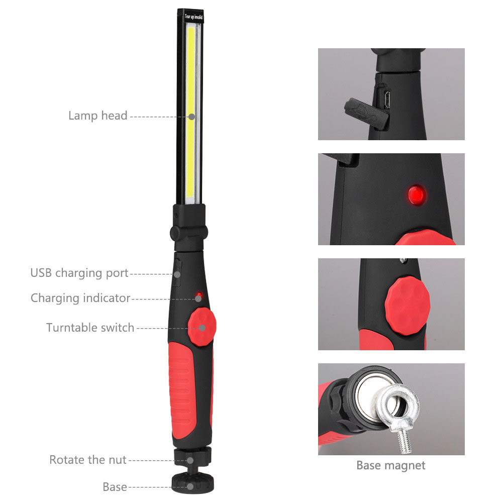 Folding COB Flashlight USB Rec - Outdoor Camping Jobs ulasan dan harga
