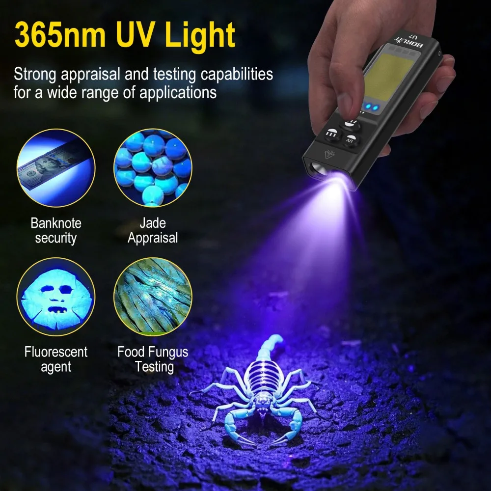 BORUiT U7 UV LED EDC Flashligh - Battery Outdoor Camping ulasan dan harga