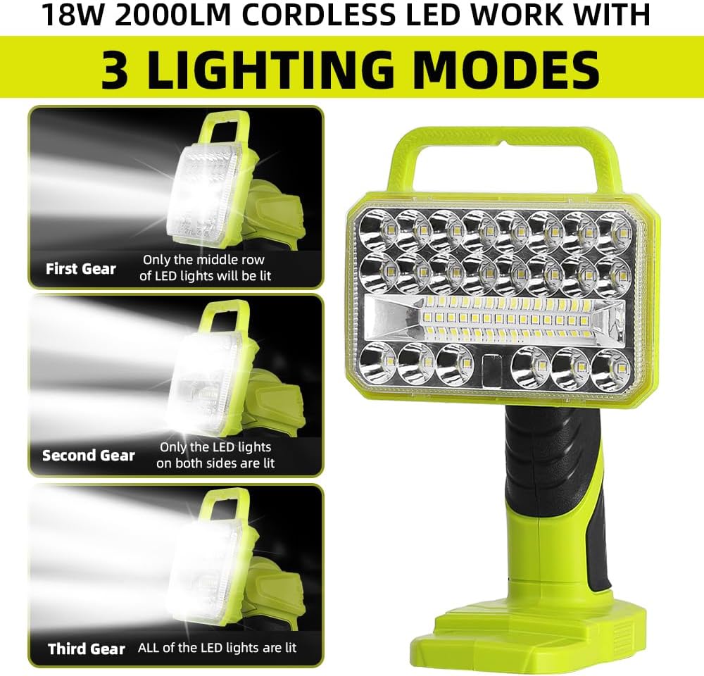 18W 2000LM Cordless LED Flashl - Outdoor Camping Jobs ulasan dan harga