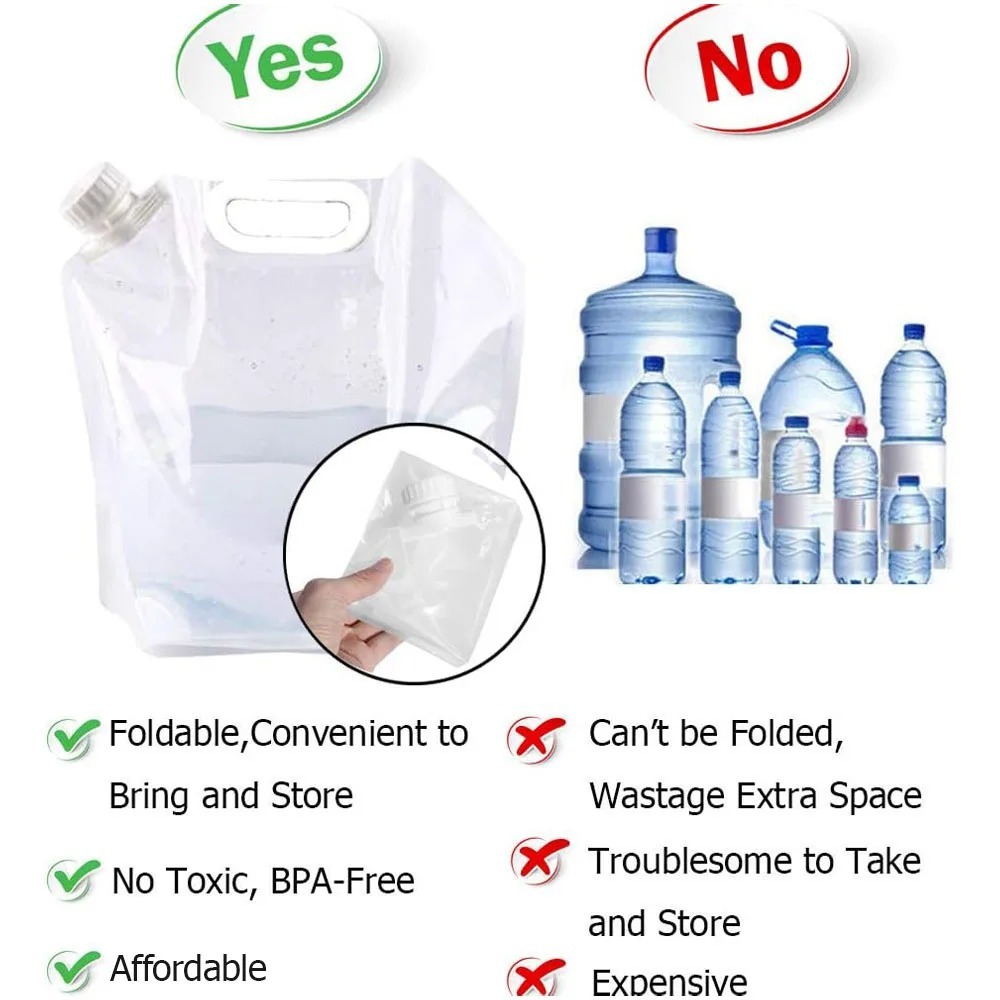 5L Portable Water Bag Folding  - Outdoor Camping Water Jug ulasan dan harga