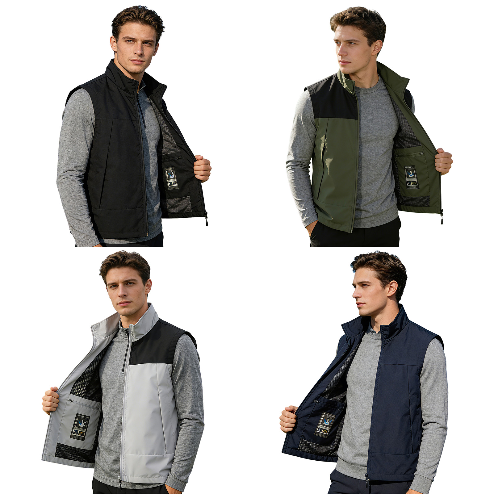 #M-5XL Men Golf Vest Stand Col - Outdoor Camping In Winter ulasan dan harga