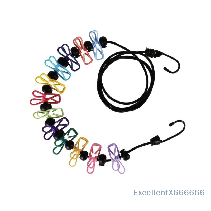 Elastic Clothesline with Clips - Outdoor Camping Bathroom ulasan dan harga