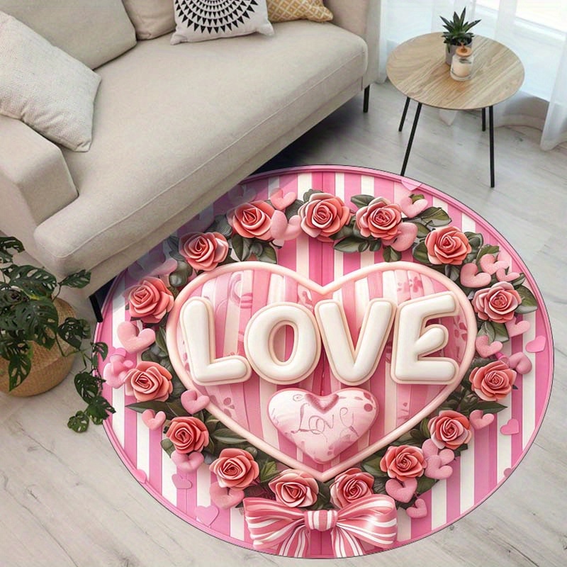 Floral Couple Round Mat, Non-S - Outdoor Camping Decor Ideas ulasan dan harga