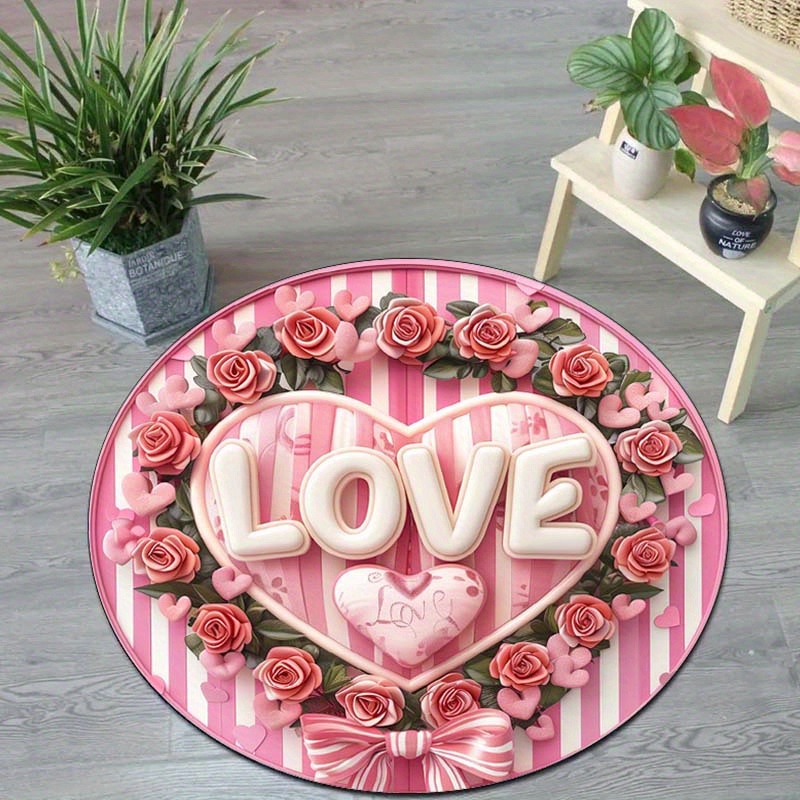 Floral Couple Round Mat, Non-S - Outdoor Camping Decor Ideas ulasan dan harga