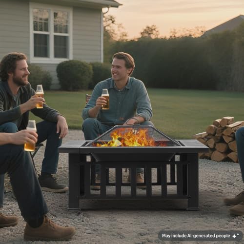Fire Pit Table 32 Inch Square  - Outdoor Camping Fireplace ulasan dan harga