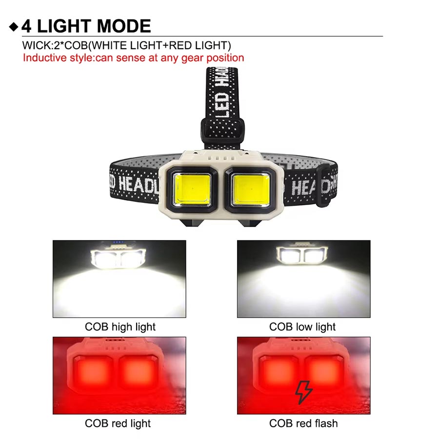 COB LED Headlamp Rechargeable  - Outdoor Camping Jobs ulasan dan harga