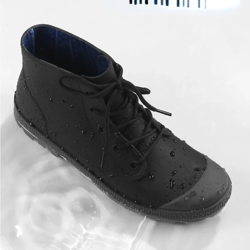 Winter Men Rain Boots Lace-up  - Outdoor Camping In Winter ulasan dan harga
